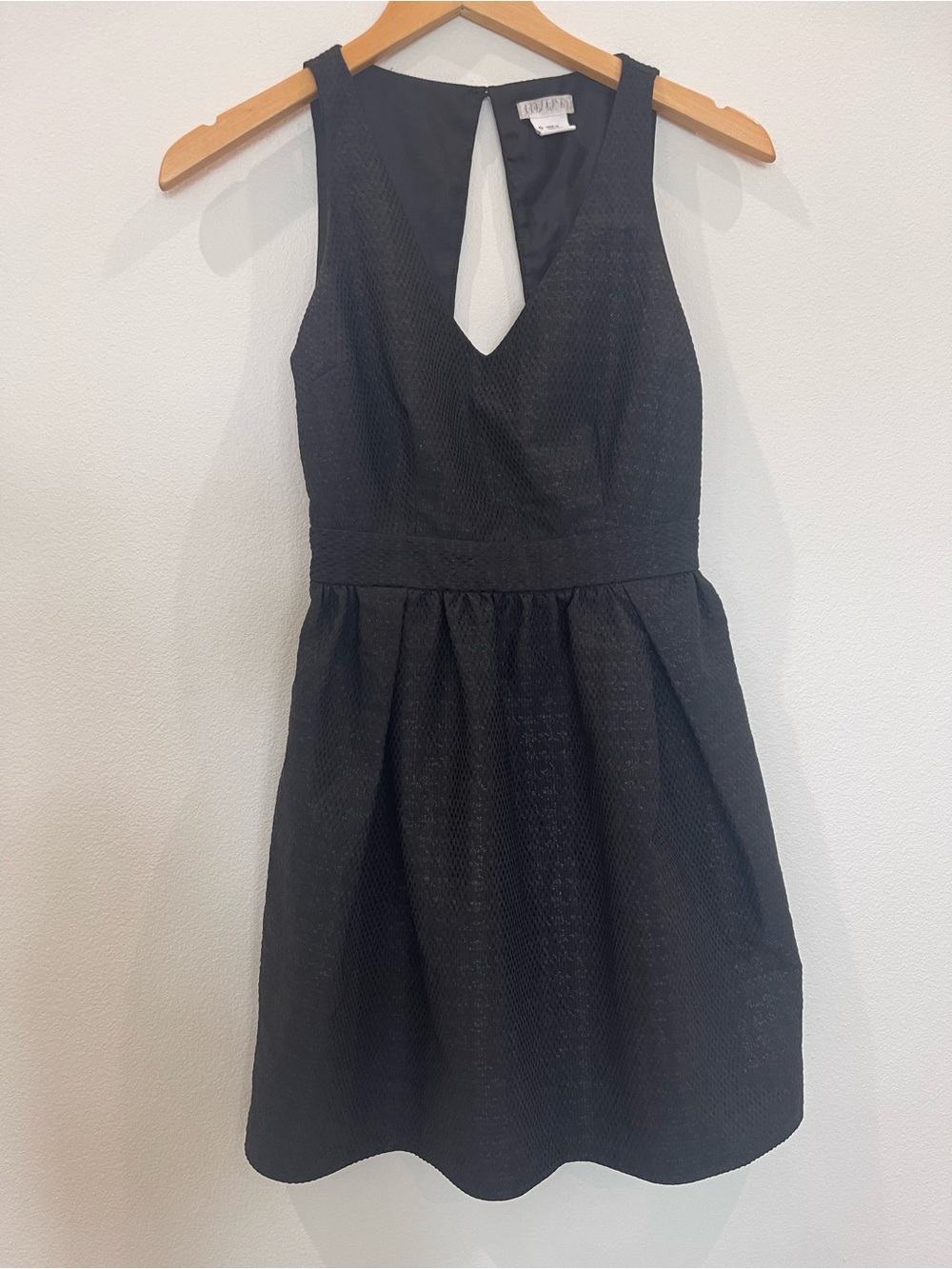 Cooperative Black Textured Sleeveless Mini Dress